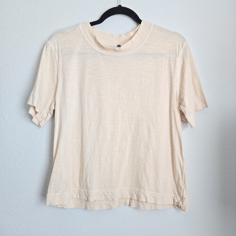 Vimmia Activewear Slub Cotton Brushed High Neck Tee Apricot Color Size M